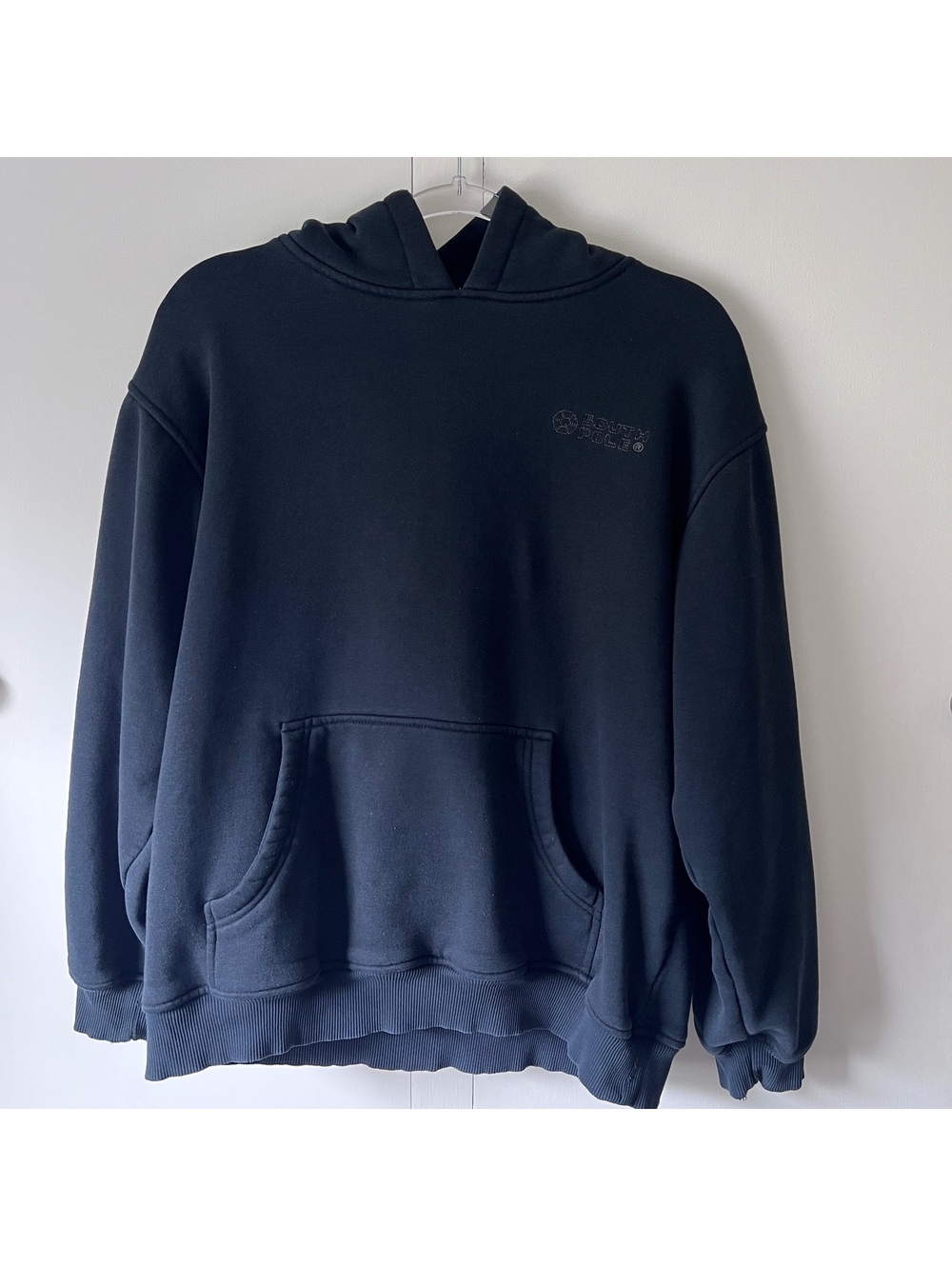 Southpole Black Hoodie Embroidered Logo Sleeve Patch Heavyweight Grunge Skater